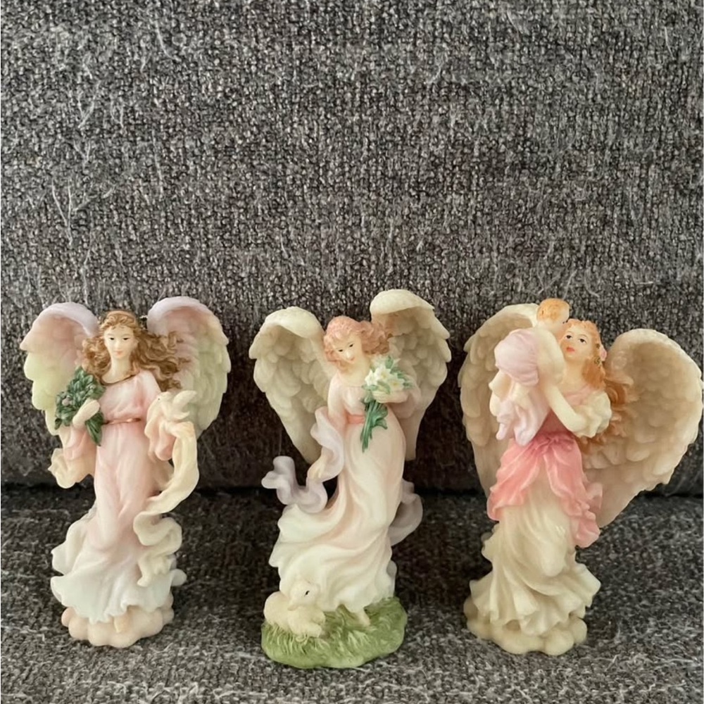 Seraphine Angel Figurines in Pink and Cream
